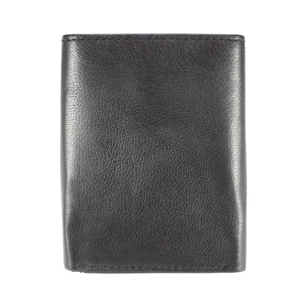 Men Black Lambskin Leather Trifold Wallet